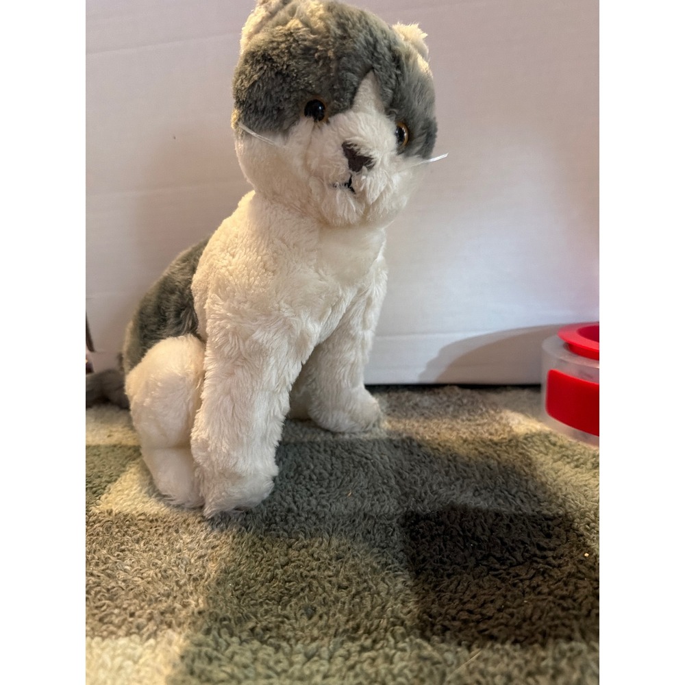 Vintage 1985 Remco House Originals Grey White Cat Plush Stuffed Animal 10"